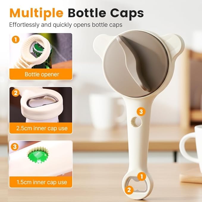 Multi-Functional Retractable Jar & Bottle Opener, Magnetic Stainless Steel Can Opener with Ergonomic Handle, Friendly Kitchen Gadget
