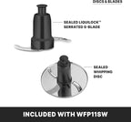 Waring Commercial WFP11SW 2.5 Quart Food Processor, 3/4 HP Motor, Low Profile Design, Patented LiquiLock Seal Bowl System, Includes Whipping Disc and a Standard S blade for Chopping, Pureeing, and Emulsyfying, 120V, 5-15 Phase Plug