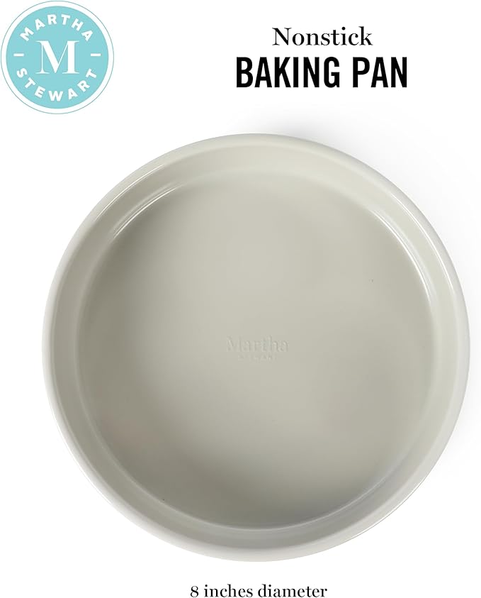 Martha Stewart Gallen 8 Inch Round Nonstick Carbon Steel Cake/Bake Pan - Cool Grey (Pack of 6)