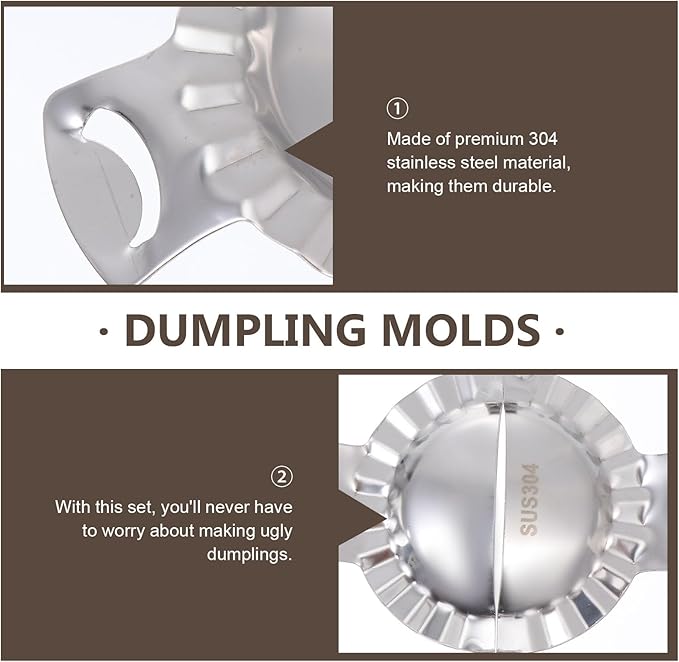 FUOYLOO Dumpling Maker Set Stainless Steel Dumpling Seal Tools with Stuffing Spoon and Cutter 5pcs Kitchen Gadget Set for Home Cooking