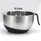 Rice Strainer Bowl Quinoa Washer whit Handle Stainless Steel Colander Versatile Side Drainers for Washing Cleaning Rinsing Fruits, Vegetables, and Beans - Tilting Non-slip Silicone Bottom