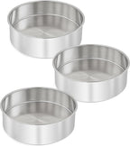 6 Inch Cake Pan - 3PCS Stainless Steel Smash Cake Baking Pans Tins, Round Bakeware for Party Birthday Wedding, Mirror Finish & Dishwasher Safe