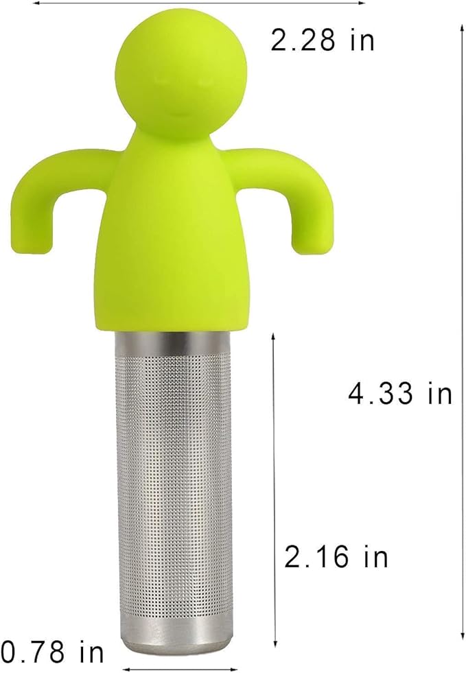 Tea Infuser for Loose Tea Extra Fine Mesh Tea Steeper with Cute Design Tea Strainer Ball with Silicone Handle for Tea Cup Mug, Stainless steel Green