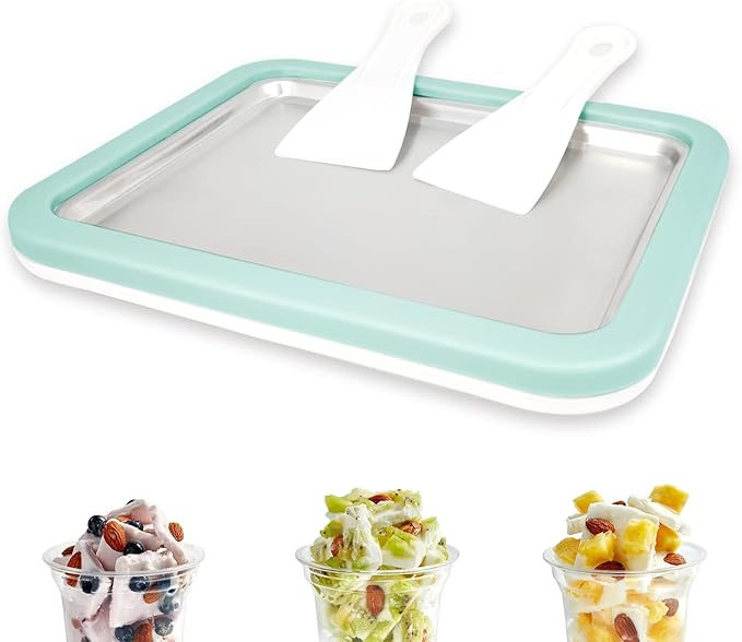 Rolled Ice Cream Maker, Instant Ice Cream Maker, Instant Gelato Pan/Roll, Homemade DIY for Fun Parent-Child Activities Families Mint Green