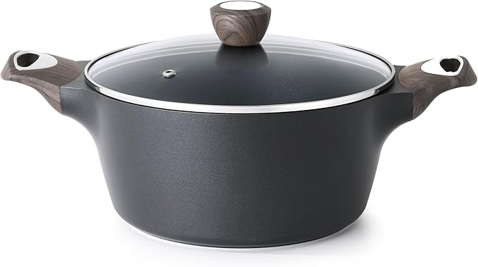 SENSARTE Nonstick Stock Pot with Lid, 2.6/4.5/6.6/8.5 QT Soup Pot Casserole Pot, Healthy Pasta Pot, Large Deep Cooking Pot, Big Sauce Pot Stew Pot, Induction Compatible, PFOA PFOS APEO Free, Black