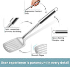 Pleafind Stainless Steel Cooking Utensils Set, 6 Pcs Heat Resistant Kitchen Utensils Set, Nonstick Kitchen Tools for Cooking, Baking, Metal Spatula Set for Chef, Dishwasher Safe
