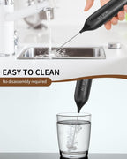 CIRCLE JOY Milk Frother Hanheld with Stand, Electric Coffee Frother, Battery Operated Hand Frother Wand Drink Mixer Mini Foamer for Matcha Lattes Cappuccino, Kitchen Gifts, Black
