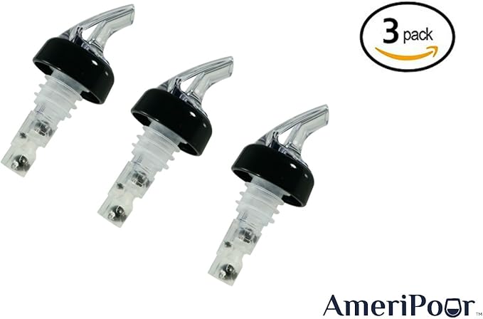 Measured Pourer - Liquor Bottle Pourers - Collared - (3pk) Made 100% In The USA. Bar Spouts That Don't Leak - No Cracks, Just A Perfect Cocktail Pour Everytime. Great for Wine Too! (1.5oz)