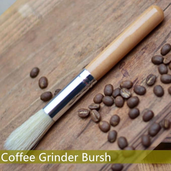 Coffee Grinder Brush Espresso Supply Maker Cleaning Brush, Wood Handle & Natural Bristles Dusting Brush Espresso Accessories for Home Kitchen Barista Tool