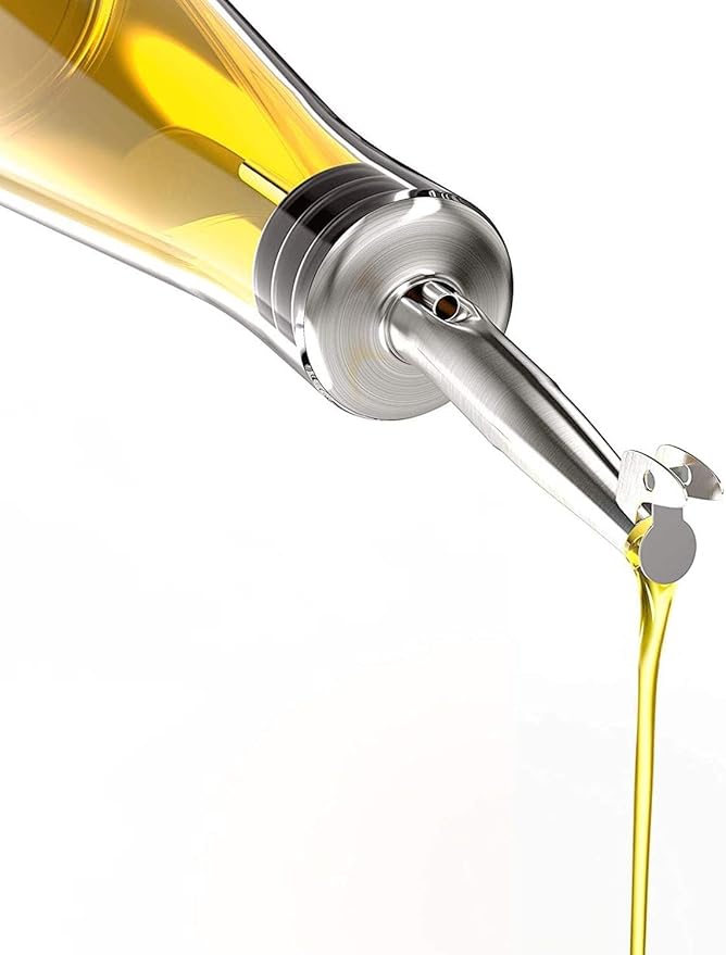 20 Pcs Oil Spout Liquor Bottle Pourer Spouts Stainless Steel Speed Pour Spouts Olive Oil Dispenser Spout with Flip Top for About 3/4" Bottle Mouth