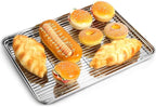 Baking Sheet with Cooling Rack Set (2 Pans + 2 Racks), Yododo Stainless Steel Baking Pan Cookie Sheet Cookie Pan with Rack, Size 16 x 12 x 1 Inch, Mirror Finish & Non Toxic & Heavy Duty & Easy Clean