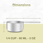 2PCS 1/4Cup (60ml, 2oz) Single Measuring Cup, Etched Inner Scale Stainless Steel Measure Scoop, Metric and US Measurement, Dishwasher Safe