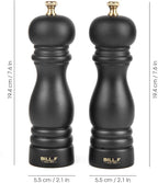 BILL.F Salt and Pepper Grinder Wooden Pepper Mill Grinder Salt Pepper Shakers Set of 2 with Adjustable Ceramic Rotor- 7 Inch
