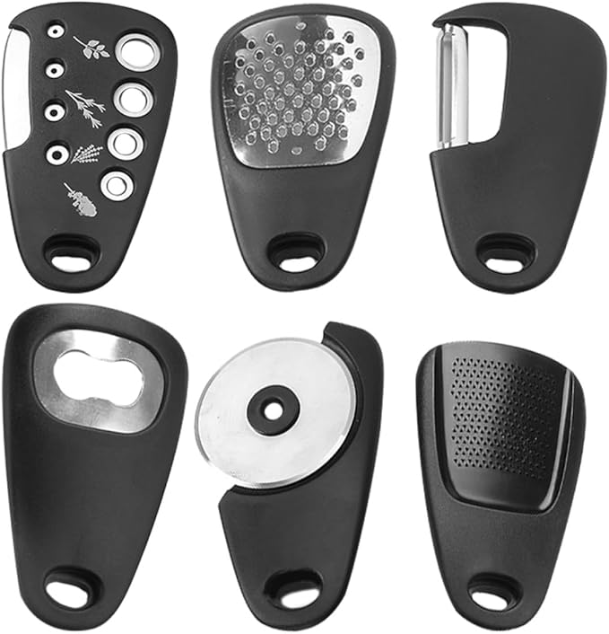 DOITOOL Multi-purpose Kitchen Tool Set with Can Opener, Vegetable Peeler, Cheese Grater, Garlic Ginger Grinder, and Pizza Cutter – Sturdy Kitchen Gadgets for Food Prep and Cooking