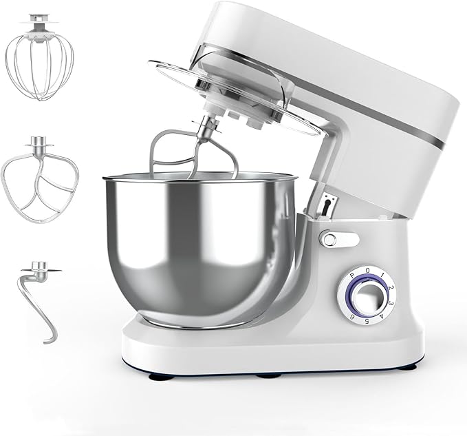 800W Stand Mixer 8 QT kitchen Dough Mixers 6+P Adjustable Speed Electric Household Mixers With Bowl,Dough Hook,Whisk And Beater For Baking,Pizza，Cake And Most Home Cooks