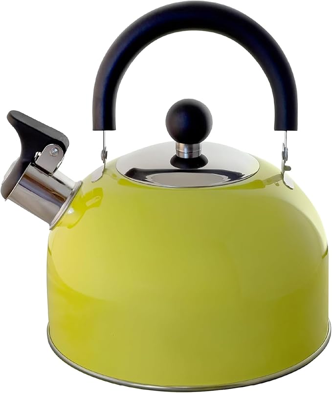 Lily's Home 2 Quart Stainless Steel Whistling Tea Kettle, the Perfect Stovetop Tea and Water Boilers for Your Home, Dorm, Condo or Apartment. (Pastel Yellow)