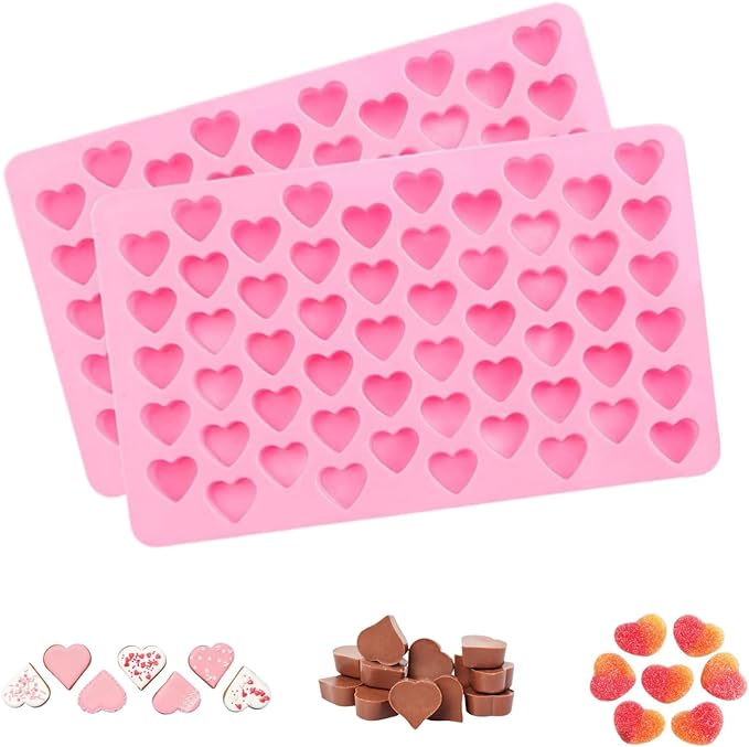 2 Pack Heart Silicone Molds Non-Stick Food Grade Silicone Molds Baking Mold Reusable Candy Mold,Used for Jelly, Homemade Treats, Candy, Chocolate,candle,lacquer seal Making Supplies