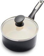 GreenPan Rio Healthy Ceramic Nonstick 2QT Saucepan Pot with Lid, PFAS-Free, Dishwasher Safe, Black