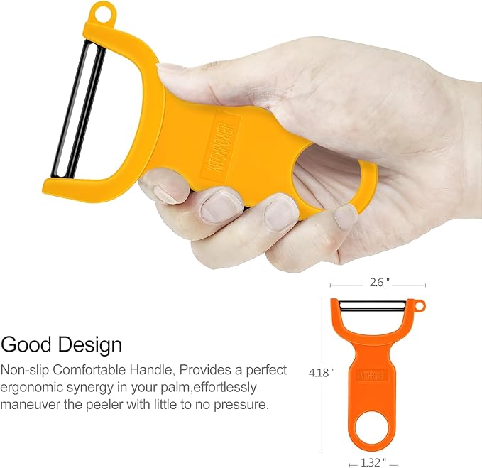 Original Vegetable Peeler, Potato Peelers for kitchen Carbon Steel Blade 3-Pack Orange/Blue/Yellow