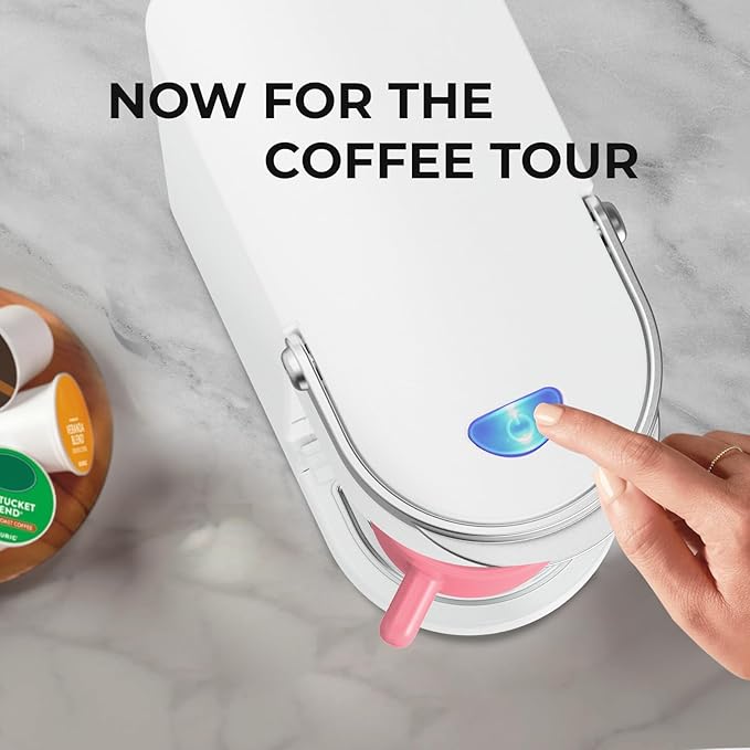 CHULUX Slim Single Serve Coffee Maker for K Pod, One Cup Coffee Maker Fits 7.3" Travel Mugs, Coffee Machine with 6 to 12oz Brew Sizes, Pearl White