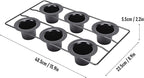 6 Cup Popover Pan Non Stick Carbon Steel Bakeware for Popovers Muffins with Wire Rack Deep Tapered Cups Even Baking