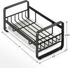 HULISEN Kitchen Sink Sponge Holder, 304 Stainless Steel Kitchen Soap Dispenser Caddy Organizer, Countertop Soap Dish Rack Drainer with Removable Drain Tray, not Including Dispenser and Brush, Black