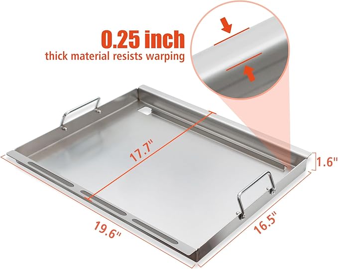 KEESHA Stainless Steels Griddle Insert for Weber Spirit I & II 200 Series Gas Grills Flat Top Grill Griddle Replacement Parts for Weber Spirit S-210, S-215, E-210, E-215, E-220 with Mini Oven Mitt