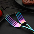 Rainbow Silverware Set Flatware Cutlery - 40 Pieces Stainless Steel Colorful Utensils, Tableware Set Service for 8, Include Knife/Fork/Spoon, Reusable, Mirror Polished, Dishwasher Safe
