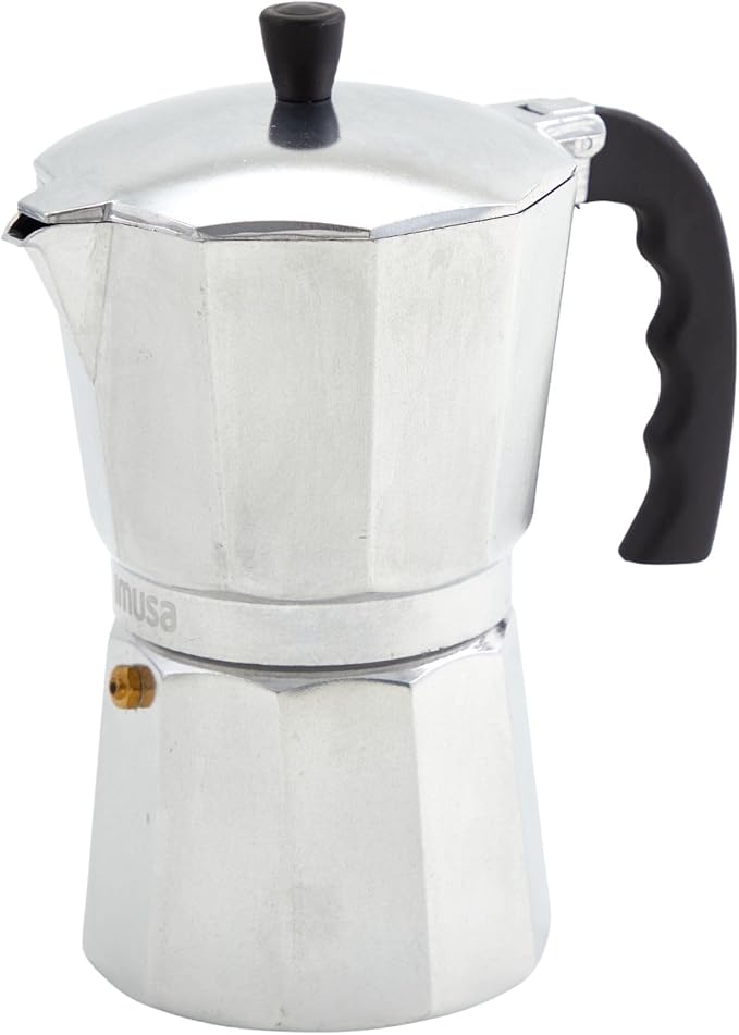 IMUSA 12-Cup Stovetop Espresso Maker, Cast Aluminum Coffee Maker, Cuban Coffee Brewer, Moka Pot Style, Portable Coffee Maker for Home, Camping, or Travel