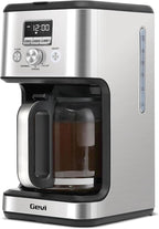 Gevi 14-Cup Programmable Coffee Maker, Drip Coffee Machine with Normal & Strong Brew for Home and Office, Glass Carafe, 2-Hour Keep Warm, Pause & Serve, Auto Shut Off, Silver
