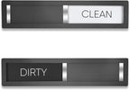 Dishwasher Magnet Clean Dirty Sign, HYF DESIGN Grade 304 Stainless Steel, Non-Scratch/Easy to Read & Slide/Strong Clean Dirty Magnet for Dishwasher, Extra Adhesive Tapes Included(Black-04)