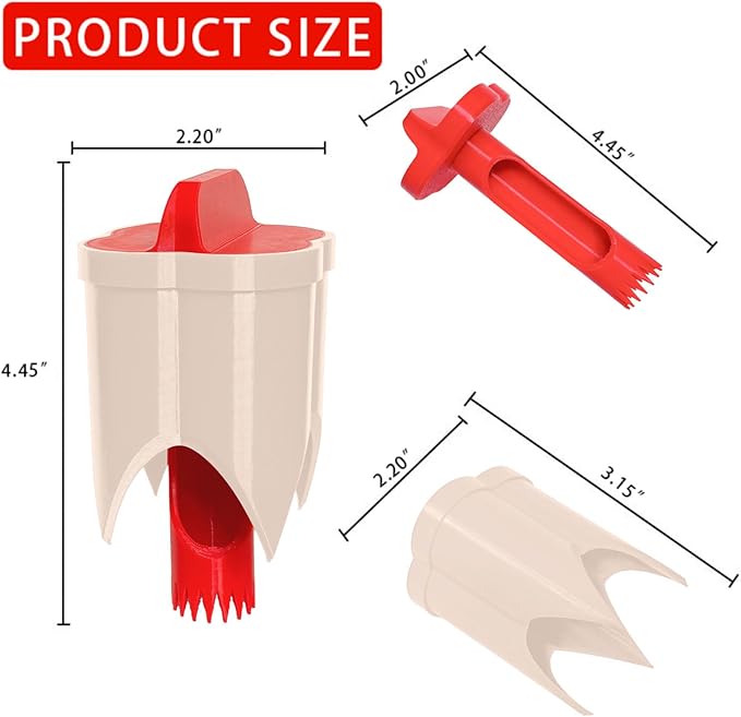 Pepper Corer, 2 in 1 Red Bell Pepper Seed Corer Remover Tool, Fruit & Vegetable Corers Quick Cave Tools for Jalapeno Cutter Deseeder, Red-S, 3 PCS