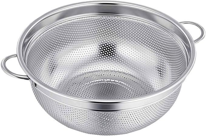 TeamFar Colander, 3qt Colander Strainer Stainless Steel, Solid Handle & Elevation Base, Micro-perforated & Dishwasher Safe