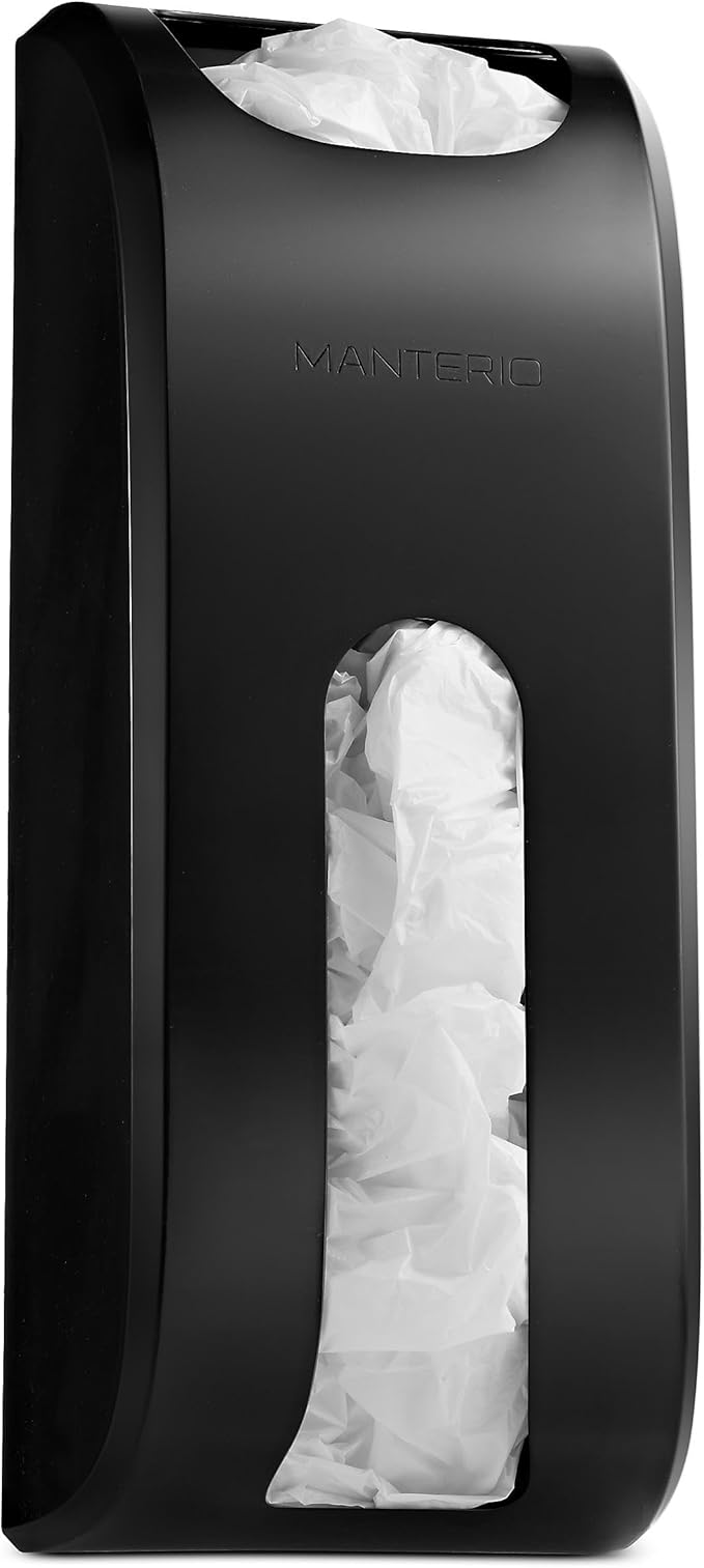 Plastic Bag Holder | Durable Plastic Wall Mount Kitchen Grocery Bag Storage Organizer | Smudge Proof, Fingerprint Resistant | Black