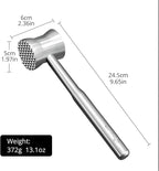 Stainless Steel Meat Tenderizer Hammer – Heavy-Duty All-Metal Design, Anti-Rust & Dishwasher Safe – Textured Surface for Steak, Chicken, Pork, and More,6 - YEAR WARRANTY