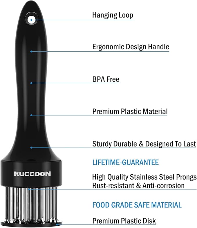 Meat Tenderizer Tool (2-Pack) Stainless Steel Needle Ultra Sharp 24 Blade Tenderizer Tool for Tenderizing Beef Chicken Steak Veal Pork