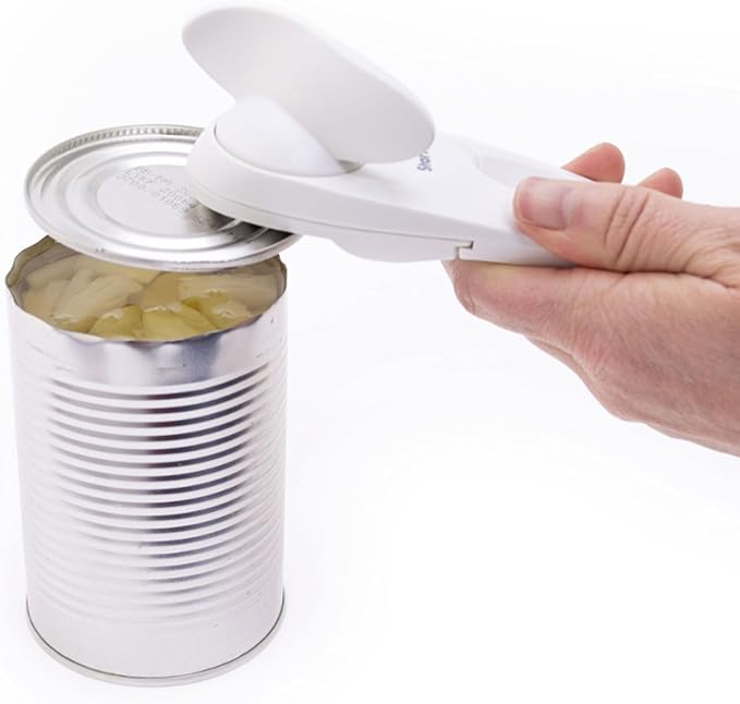Starfrit Little Beaver Can Opener - Safe - Holds and Leaves No Sharp Edges on Lid - Comfort Grip - 3 year warranty - White