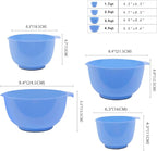 BoxedHome 4 Quart Large Plastic Mixing Bowls, Microwave Safe Mixing Bowl Set with Pour Spout, Nesting Bowls for Space Saving Storage(Violet Blue)