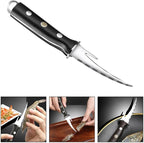 ibasenice Shrimp Line Peeler and Cutter with Wood Handle, Stainless Steel Seafood Deveining Tool for Shelling Shrimp and Cleaning Fish Maw, Kitchen Specialty Gadget for Seafood Preparation