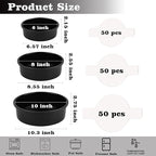 HUAKENER 3 Pack Round Cake Pans, 6" 8" 10 Inch Circle Cake Pan with 150 Pieces Parchment Paper, Non-stick Cake Baking Pans, Dishwasher Safe