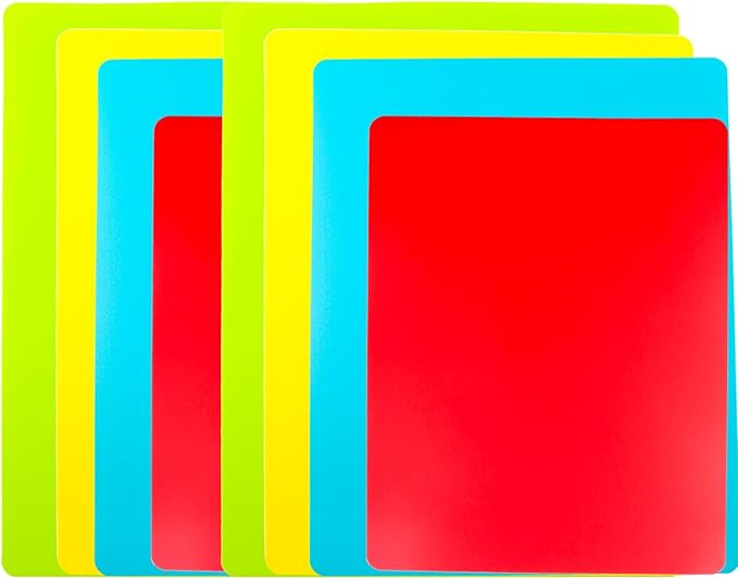 8 Pieces Flexible Cutting Board mats, Plastic Cutting Boards for Kitchen Cooking, Cutting board sheets for Meat and Vegetables, Dishwasher Safe