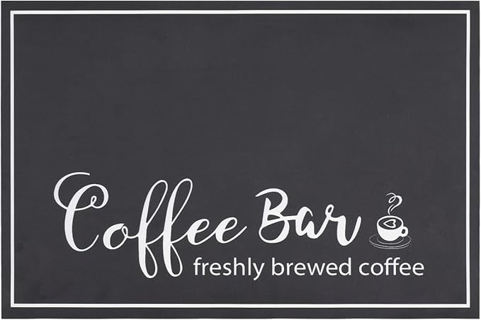 Findosom 12"x 20" Dish Drying Mat, Super Absorbent & Cuttable Coffee Mat, Hide Stain Bar Mat for Kitchen Counter, Coffee Bar Accessories, Black