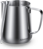 Milk Frothing Pitcher, 32oz Steaming Pitcher Stainless Steel Espresso Machine Accessories for Coffee Bar, Cappuccino Barista Tools Milk Jug Steamer Frother Cup with Decorating Latte Art Pen