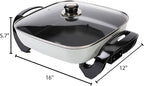 12" Ceramic Nonstick Electric Skillet with Tempered Vented Glass Lid, Scratch-Resistant Surface, Cool-Touch Handles, Removable Easy-to-Clean Design, 1200W, Vibrant Green