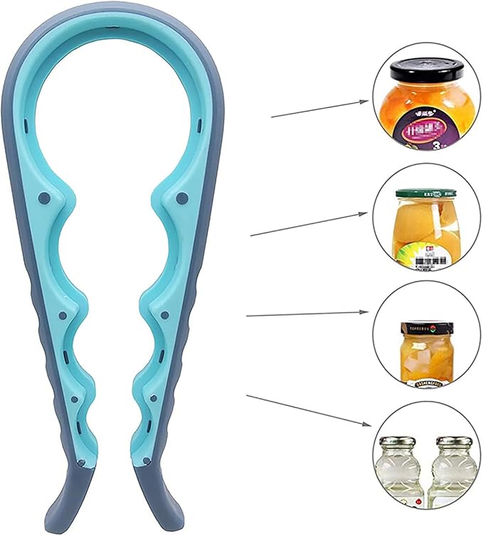 Jar Opener for Seniors with Arthritis,Jar Opener for Weak Hands,5-in-1 Bottle Opener,4-in-1 Can Opener (A-Blue)