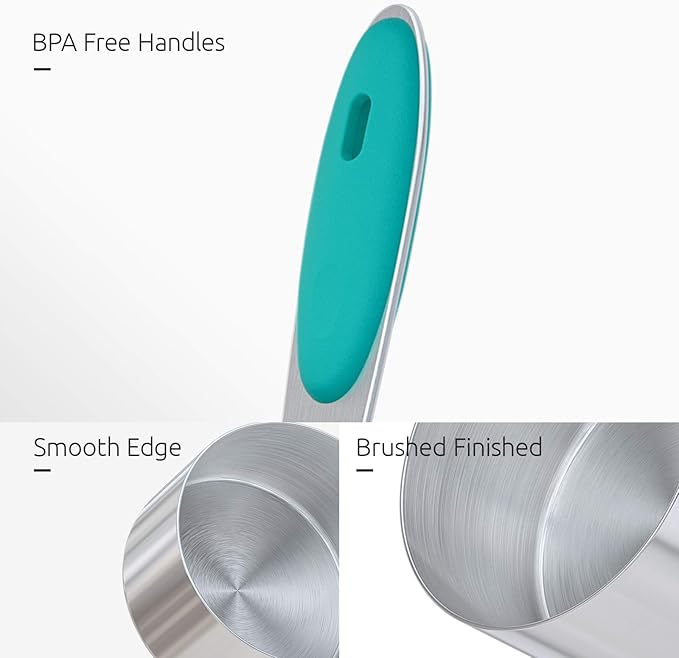 Measuring Cups : U-Taste 18/8 Stainless Steel Measuring Cups and Spoons Set of 10 Piece, Upgraded Thickness Handle (Teal)