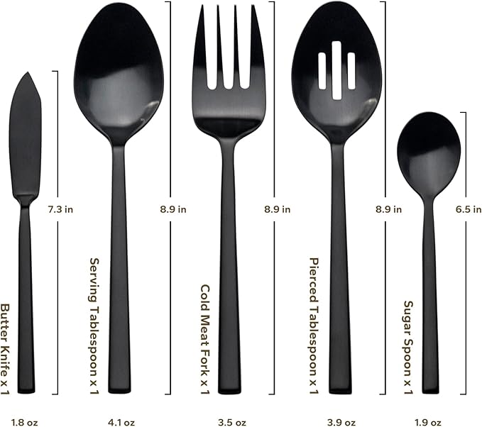 Alata Cube 45-Piece Forged Stainless Steel Flatware Set Cutlery Set with Utensil-Serving Set, Silverware Set Service for 8, Matte Satin Polished, Dishwasher Safe