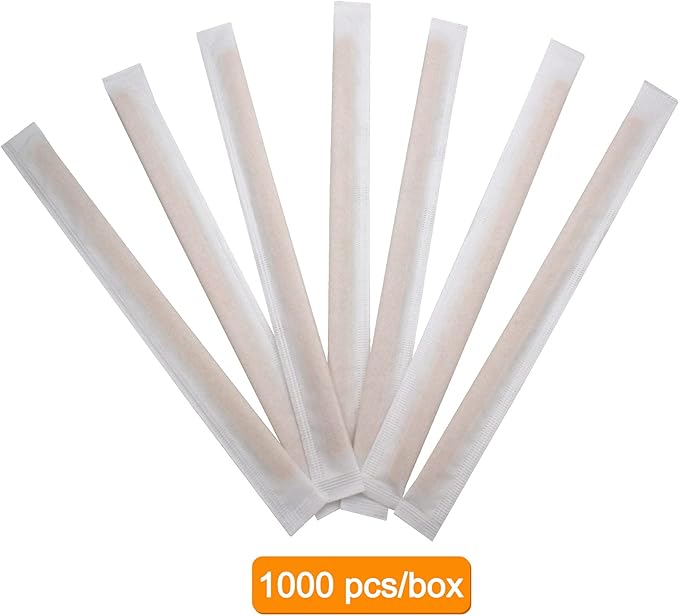 BLUE TOP Individually Paper Wrapped Wooden Coffee Stirrers 5.5 Inch Pack 1000, Disposable Wood Sticks for Coffee/Tea Hot Beverage, Hot Chocolate, Wood Blenders for butter sugar,Craft Stick.