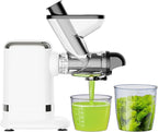 GVODE Cold Press Juicer, Powerful Masticating Juicer with Dual Feed Chute, Electric Juicer with Pulp Separation, Countertop Juicer Machines, 75dB, 3 Mode Operations, Overheat Protection