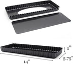 Tosnail 2 Pack 14" x 5.75" Non-Stick Quiche Pan Tart Pan with Removeable Bottom Rectangular Pie Baking Pan